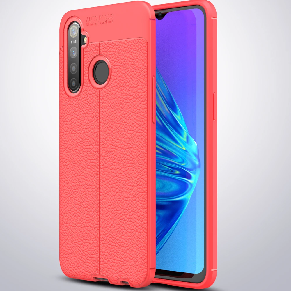 Силиконовый чехол для Oppo Realme 5 Pro Чехол Мягкий Роскошный кожаный ТПУ текстурный чехол для телефона задняя крышка для Realme5 Pro Чехол в деловом стиле