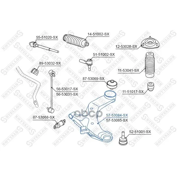 57-53084-Sx_рычаг Левый! Kia Cerato 04 Stellox 5753084sx Stellox арт. 5753084SX
