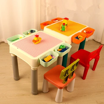 

1 Set Multifunctional Buliding Blocks Table Kids Learning Drawing Desk DIY Assembled Model Cognitive Educational Toys Gifts