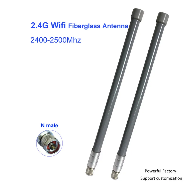 2.4G Outdoor Omnidirectional Fiberglass Antenna 8DBI with N Male Connector