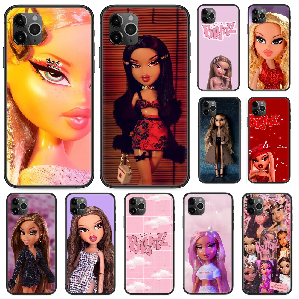 Bratz Кукла Телефон чехол для iphone 4 4s 5 5S SE 5C 6 6S 7 8 plus X XS XR 11 PRO MAX 2020 черный Etui довольно