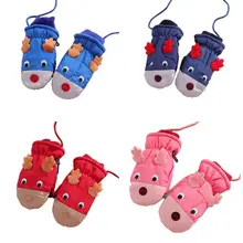 1 пара водонепроницаемые Нескользящие варежки с рисунком лося для детей Детские лыжные перчатки