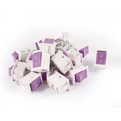 

20Pcs KCD1 AC 250V 6A 125V 10A 2Pin SPST Power ON/OFF Panel Rocker Switch Purple