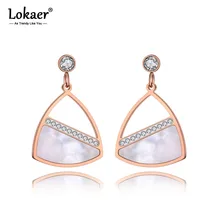 Lokaer, в офисном стиле, из нержавеющей стали, геометрические серьги, ювелирные изделия, трендовые, CZ Кристалл, белые серьги-гвоздики в виде ракушки для женщин, девушек, E19258