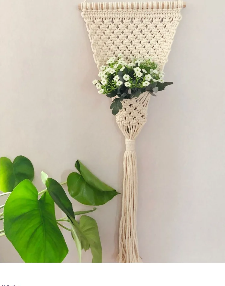 Nodic макраме, гобелен с бахромой, цветочный горшок, корзина, настенная подвесная, для дома, бохо, украшение для гостиной, спальни, изголовье, настенная подвеска