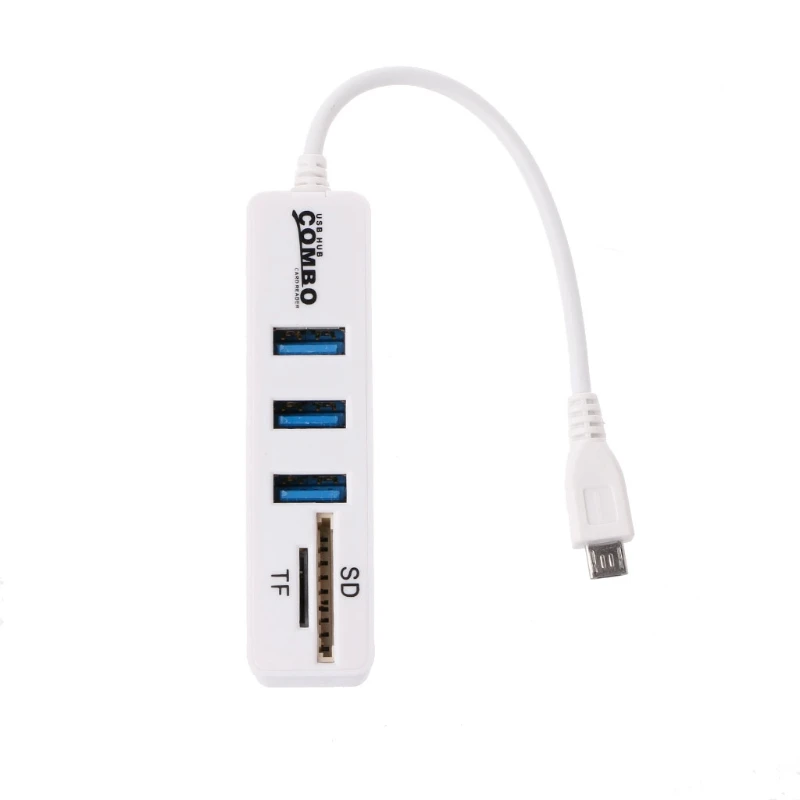 3 puertos USB 2,0 Hub Splitter Combo Conector Micro USB Cable OTG SD/lector de tarjetas TF