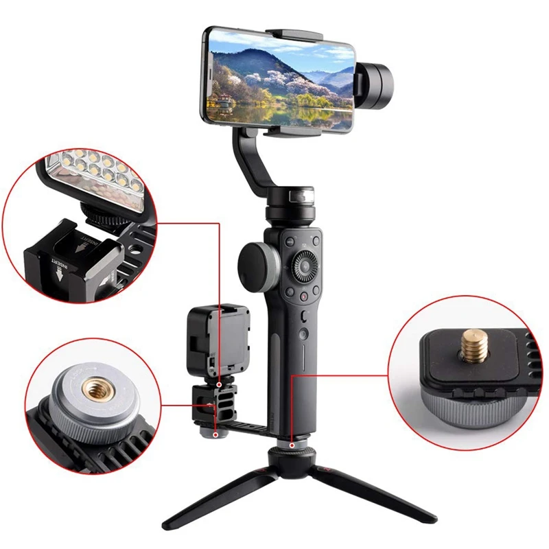 

Quadruple Cold Shoe Stabilizer Mounts - Aluminium Hot Shoe Mount Plate Adapter For Zhiyun Smooth 4 And Q/Osmo Mobile And 2/Feiyu