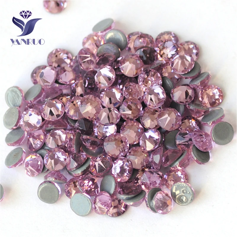 

YANRUO 2088HF All Sizes Light Rose Glitter Gems Flatback Hot Fix Strass Crystal Hotfix Rhinestones On Clothes Decoration