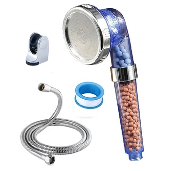 

Hot Sale Ionic Filter Shower Head with 4 Feet Hose High Pressure Water Saving 3 Modes Negative Ion Handheld Energy Ball Shower S