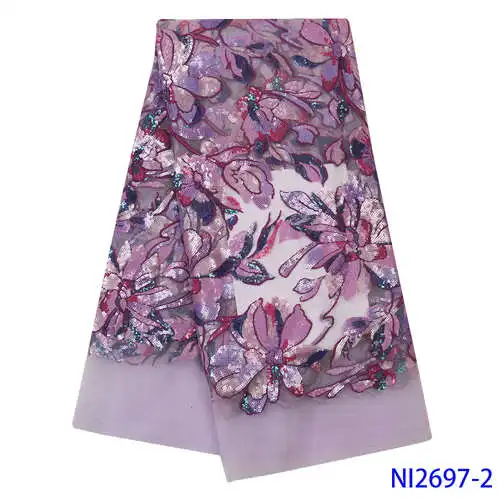 NI2697-2 Кружевной ткани с блестками, 3d цветок, зеленый цвет, вышивка, элегантный дизайн, высокое качество, Лидер продаж, Лучшая цена - Цвет: NI2697-2