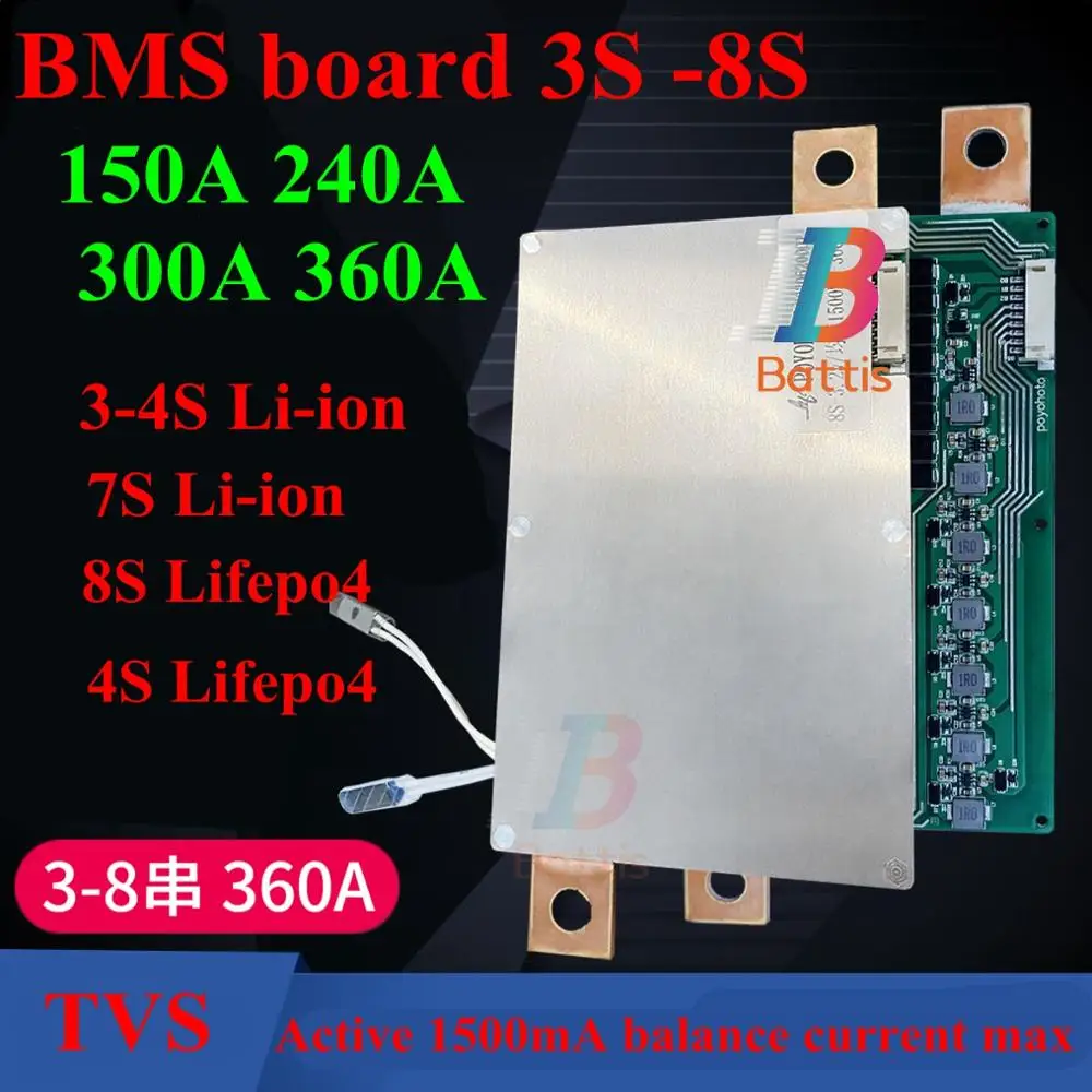 4S 3S 300A BMS 12V Lifepo4 7S Li-Ion 200A 8S 24v 150A 240A 360A с балансом 1500ma тот же порт Автомобильный