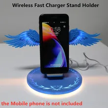 Универсальный Синий Ангел крылья 10 Вт светодиодный Qi беспроводной быстрое зарядное устройство подставка держатель для iphone 11 Pro XS XR 8 Plus S10 S9 мобильный телефон
