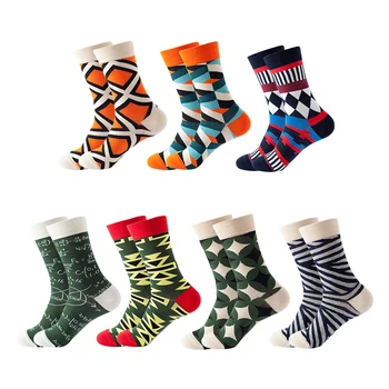 

Mid-tube Socks Hosiery Hip-hop Cotton Socks Skateboard Sock Funny Socks Geometric Pattern Trendy