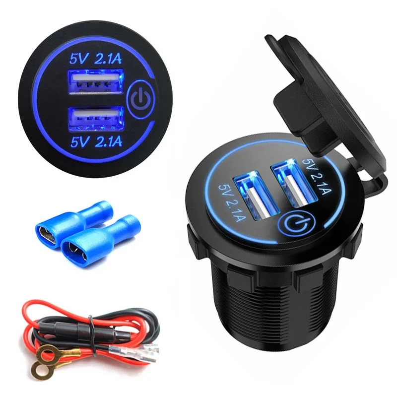

12V/24V Dual USB Navigation Mobile Phone Power Outlet Charger Accessories Car Motorcycle Socket Adapter Voltage Waterproof Auto