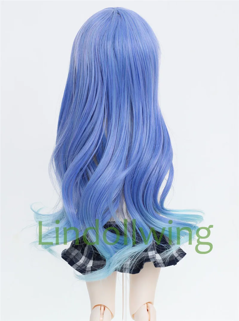 1/3 BJD парик Pullip Dal DD SD LUT Dollfie кукла парик высокотемпературные волосы 8-9 дюймов длинный парик синие вьющиеся волосы