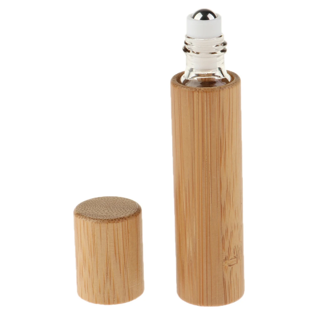 5 X 10ml Natural Bamboo Refillable Empty Sample Essential Oil Roll On Bottle