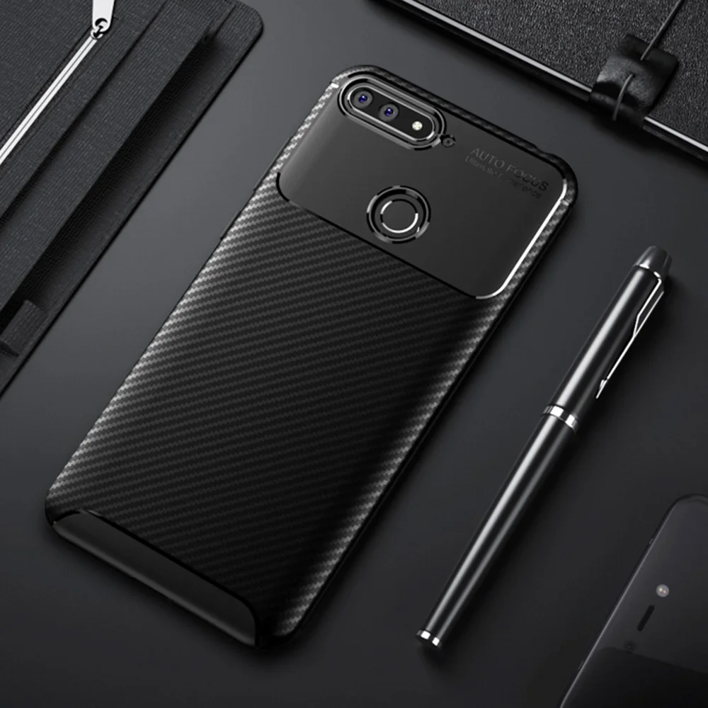 Чехол из углеродного волокна для Honor 7A 5,4", Чехол с полной защитой, чехол для телефона huawei Honor 7C 7 A AUM-L29 5,7", противоударный бампер