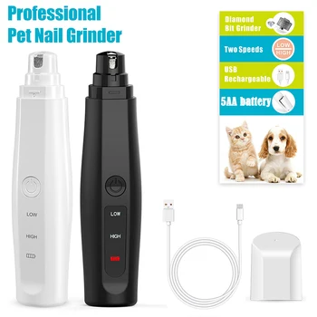 

Rechargeable Pet Nail Grinder Dog Nail Clippers Painless USB Electric Cat Paws Nail Cutter 2 Speeds Adjustable Grooming Trimmer