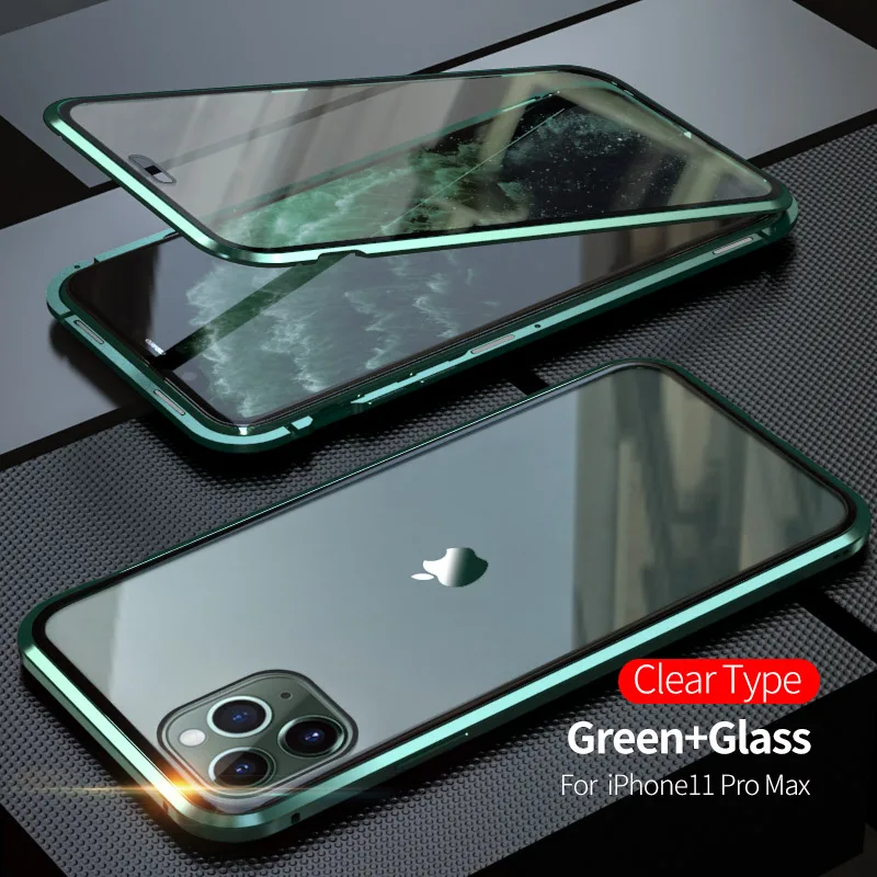 Противоударный и прозрачный чехол из закаленного стекла для Apple iPhone 11 Pro Max Роскошный Алюминиевый металлический чехол для iPhone 11 Pro Max чехол