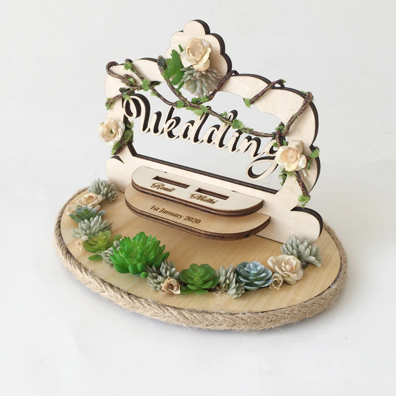 AA On sale custom name Anniversary Engagement rings bearer pillow wood wedding flower rustic ring box - Цвет: AA