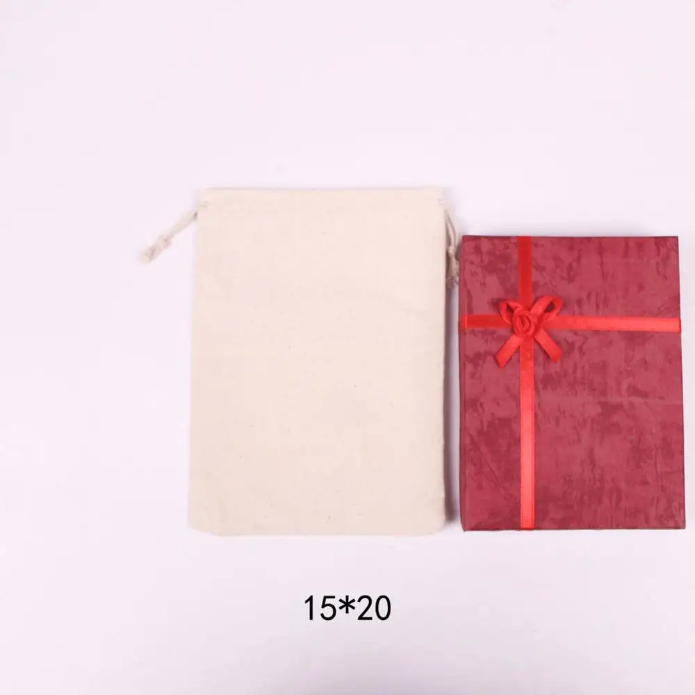 160PCS/Lot 7*9 9*12 10*15 13*18 15*20cm Overlocked Natural Cotton Bags Drawstring Pouches Gift Packing Bag Customized Print Logo