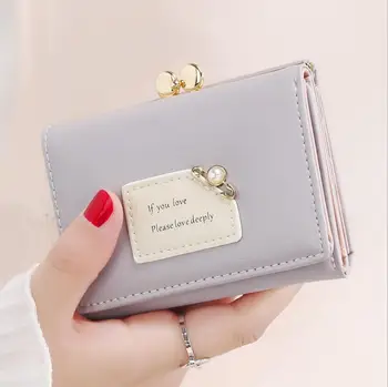 

Women Wallets Female Short Design Fashion Three Fold Purse Simple Cute Student Clutch Card Holder Coin Purse