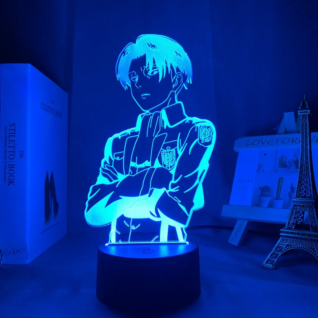 

Acrylic Table Lamp Anime Attack on Titan for Home Room Decor Light Cool Kid Child Gift Captain Levi Ackerman Figure Night Light
