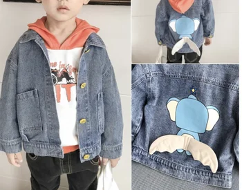 

80-140 children's wear jeans elephant theme with wings on the back lovely children's wear smile button