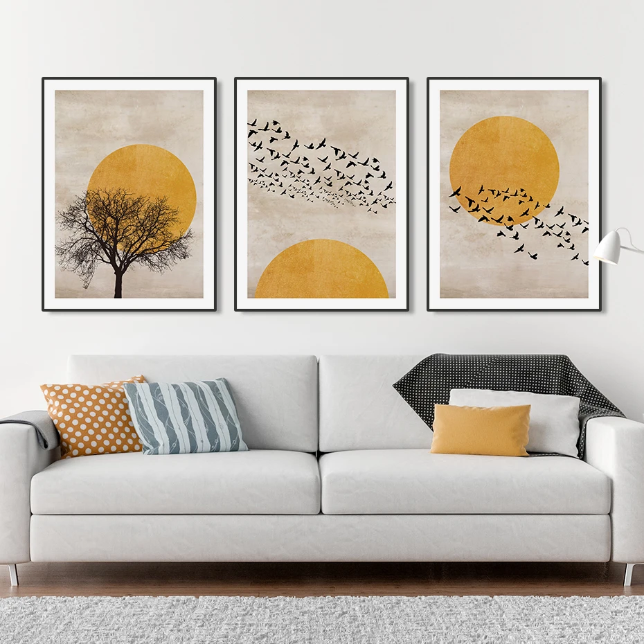 Sun-Silhouette-Scandinavian-Design-Burnt-Orange-Canvas-Painting-Wall-Art-Posters-and-Prints-Picture-for-Living