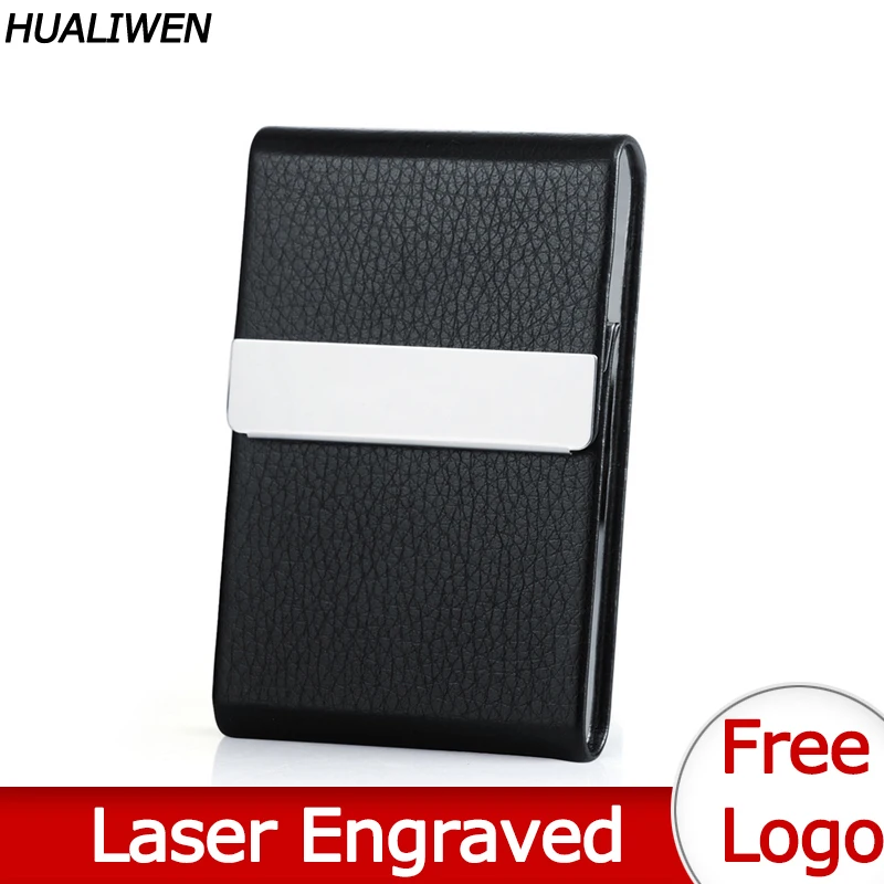 

Laser Engraved LOGO Luxury Business Card Holder Wallet Aluminum PU Unisex Metal Credit Card Business Card Wallet
