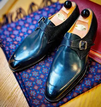 

High Quality New Fashion Men Pu Leather Buckle Business Shoe Vintage Casual Classic monk strap Shoes Zapatos De Hombre HA459