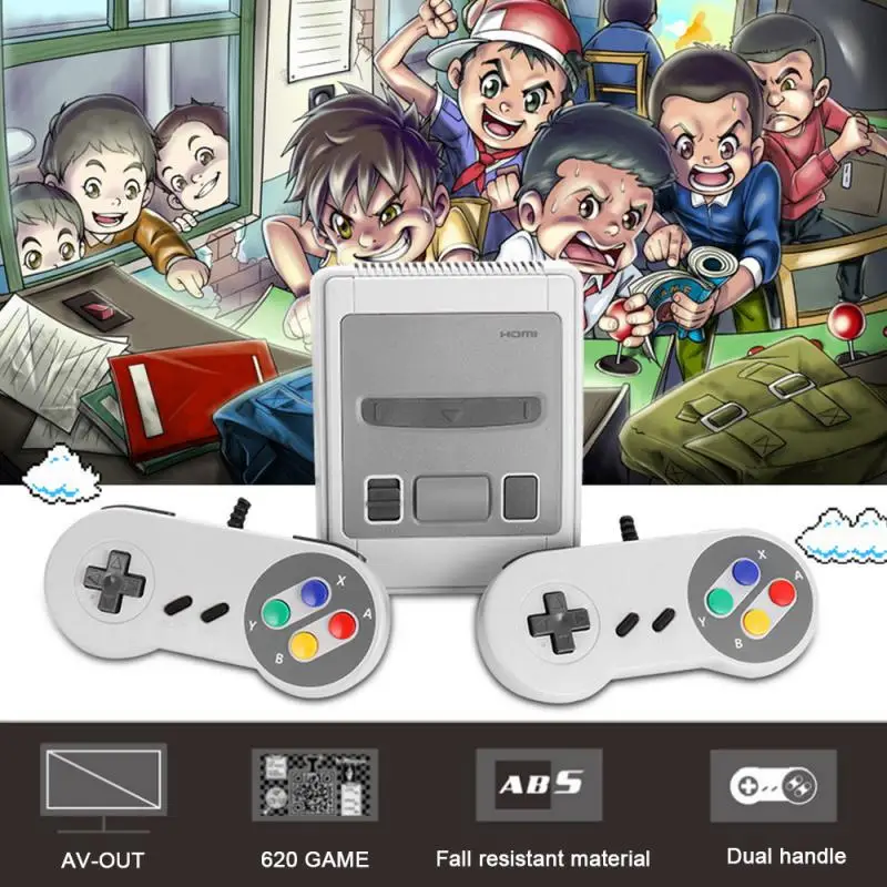 Mini consola de videojuegos portátil Retro, reproductor de juegos de 8 bits, 620 juegos integrados para Super + 2 mandos - Imagen 5
