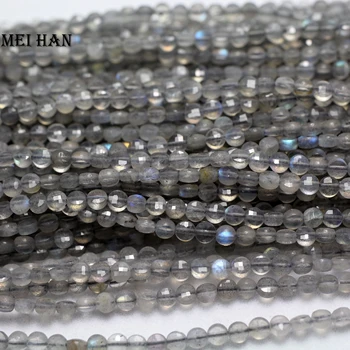 

Meihan (3 strands/set) natural 2.5*3.8mm Labradorite faceted flat round loose beads for jewelry making design