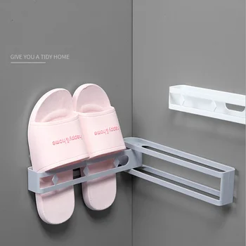 

Rotatable And Seamless Shoe rack Plastic Creative Simple Storage Wall-mounted Home Slippers Shelf Double Boxed