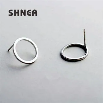 

Simple Fashion 100% Real 925 Sterling Silver Round Geometric Stud Earrings For Women Pendientes BE015
