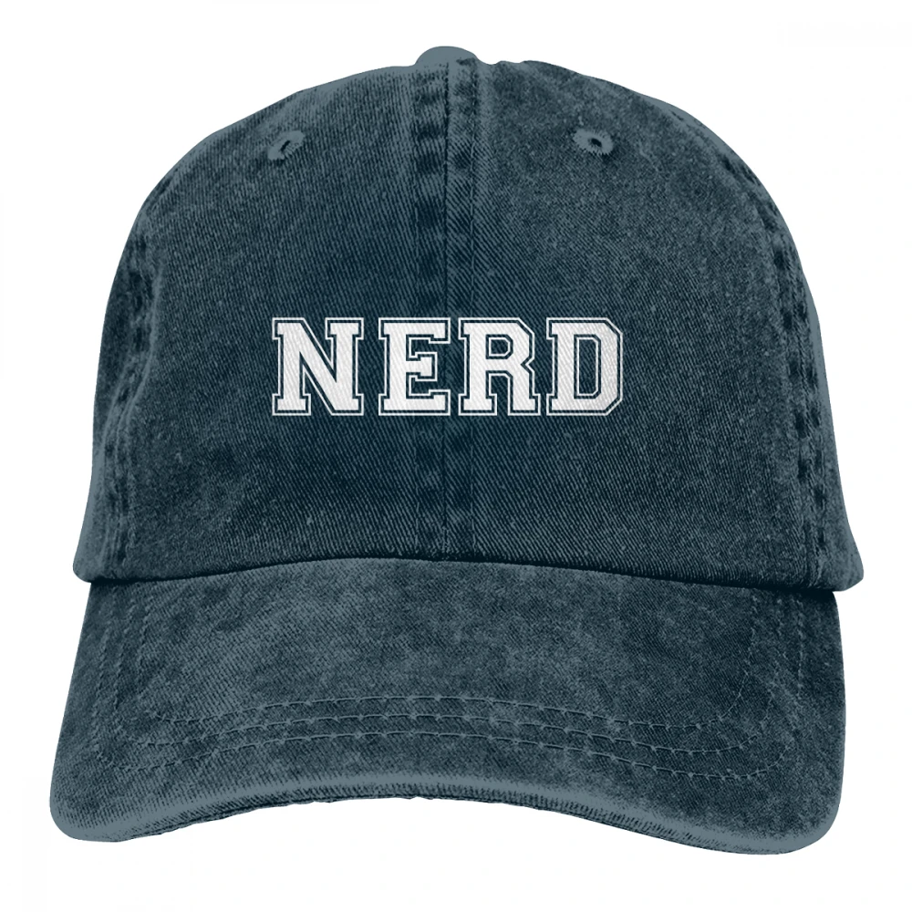 

NERD Casquette Navy Unisex Mens Womens Denim Strapback Baseball Cap Adjustable Golf Dad hat
