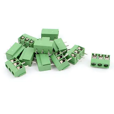 

300V 10A 3P 3 Position 5mm Pitch Screw Terminal Barrier Blocks Green 12pcs