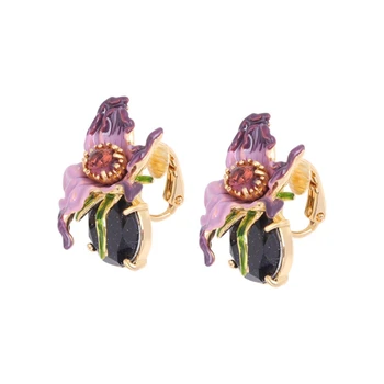 

Statement Enamel Purple Flower Clip Earrings without Piercing Delicate Crystal Earrings Clips Hooks Women Accessories 2020 EH051