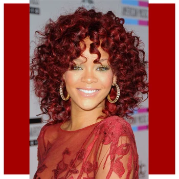 

AISIBEAUTY Short Curly Wigs for Black Women Synthetic Red Wig Afrp Kinky Curly Wig 10Colors Available Natural Hair Wholesale