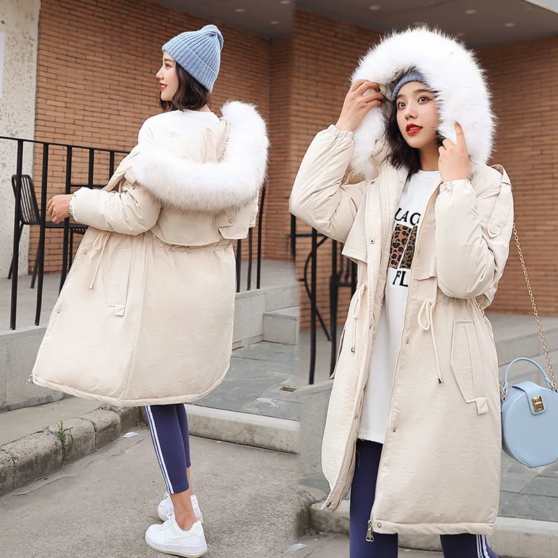 

Cotton-padded Clothes Women's Mid-length 2019 Winter New Style Korean-style Loose-Fit Hooded down Jacket Cotton-padded Clothes T