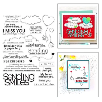 

2020 New English Words Miss You Stamps and Metal Cutting Dies Set For Cut Paper Crafts Embossing Card Album Scrapbooking Making