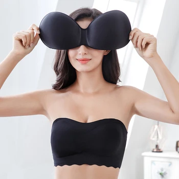 Plus Size Bras Strapless For Women Underwear Solid Color Self Adhesive Invisible Bra 2019 Hot Push Up Bralette Brassiere M-7XL 1