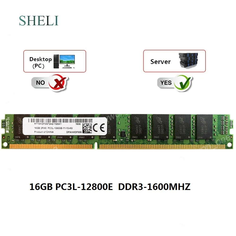 SHELI 16GB 2RX8 PC3L 12800E 1600Mhz 1 35 V 240P VLP ECC Небуферизованная Серверная память|Оперативная