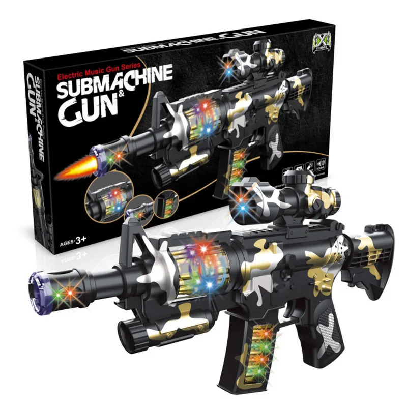 

Children Electric Plastic Sound And Light Music Toy Gun Model Camouflage Submachine Gun Vibration Bullet Stall Hot Selling