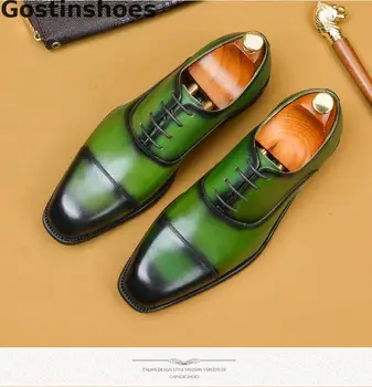 

Fashion Italy Design Men Shoes Genuine Cow Leather 3 Styles Dress Formal Oxfords Shoes Lace-up Capped Toe Leather Shoes Men