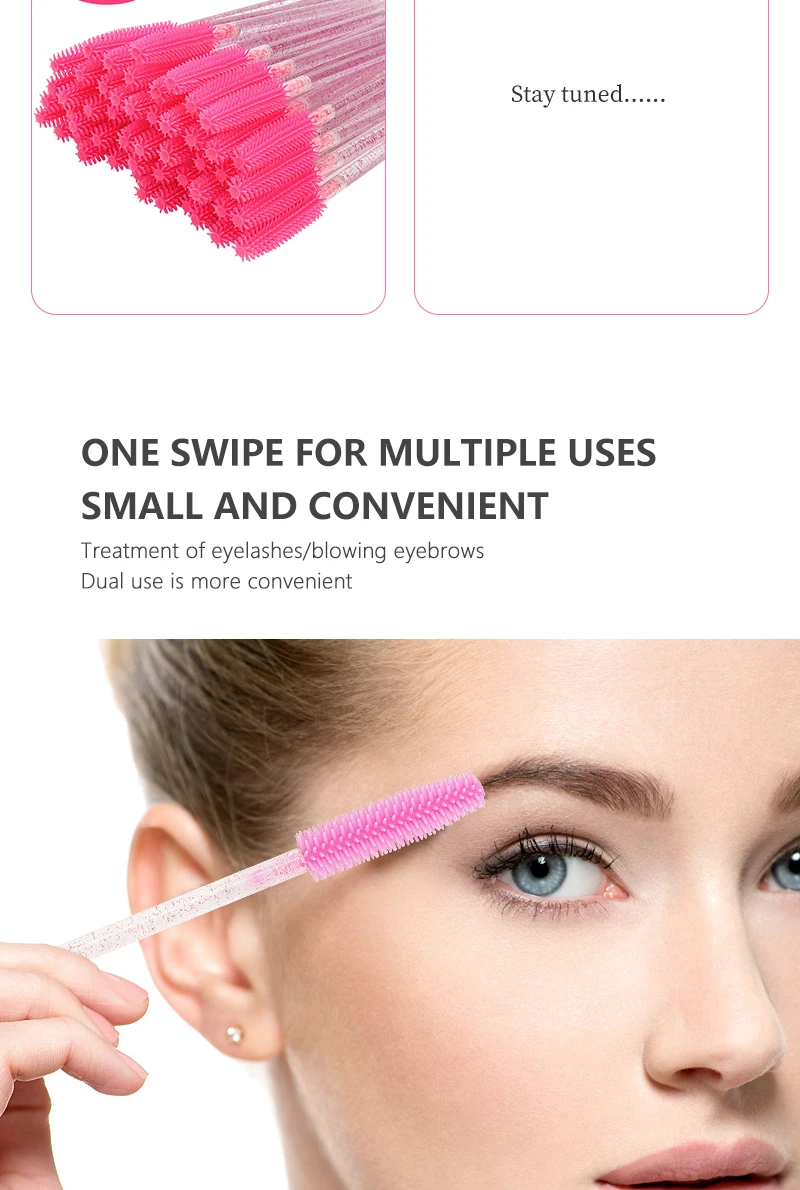 Description Picture 5 of item50pcs Disposable Eyelash brushes silicon microbrush crystal Handle Mascara Wands Female eyebrow Lash Extension Spoolie Brush