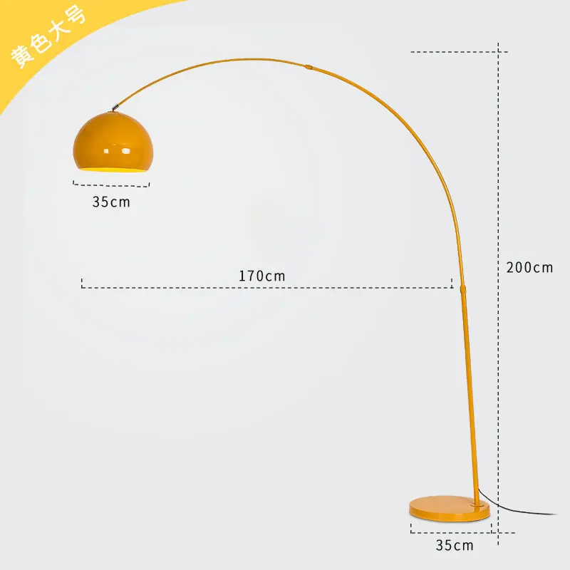 Скандинавская Минималистичная Рыбацкая напольная лампа железная художественный Декор для дома Светодиодная металлическая стоящая лампа для гостиной спальни Sudio кафе для учебы - Цвет абажура: Yellow Large