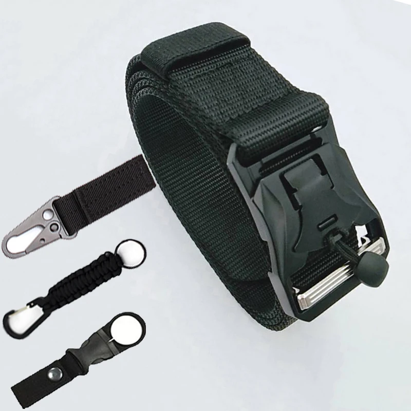 

Unisex 125cm Outdoor Military Tactical Belt Magnetic Force Buckle Nylon Solid Color Training Hunting Accessories Weave Waistband
