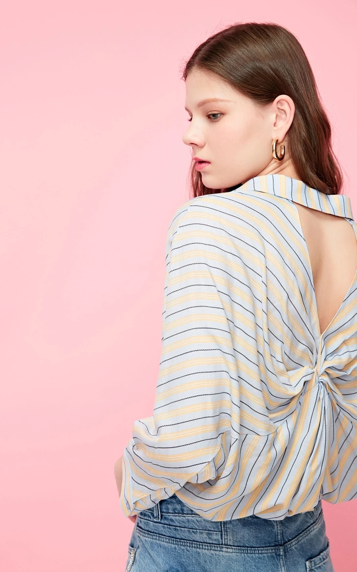 Vero Moda Женская Полосатая Рубашка с v-образным вырезом и рукавами летучая мышь | 319231577