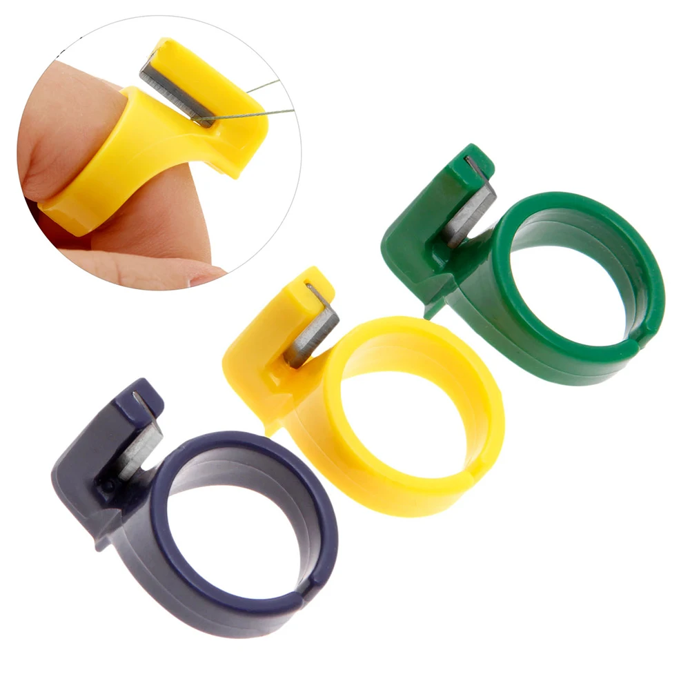 3PCS Plastic Thread Cutter Finger Blade Needle Craft Thimble Sewing Ring Home DIY Machine Accessories Random Color Hot | Дом и сад